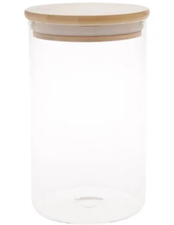 Bamboo And Glass 1L Storage Canister With Lid