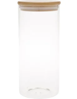 Bamboo And Glass 1.4L Storage Canister With Lid