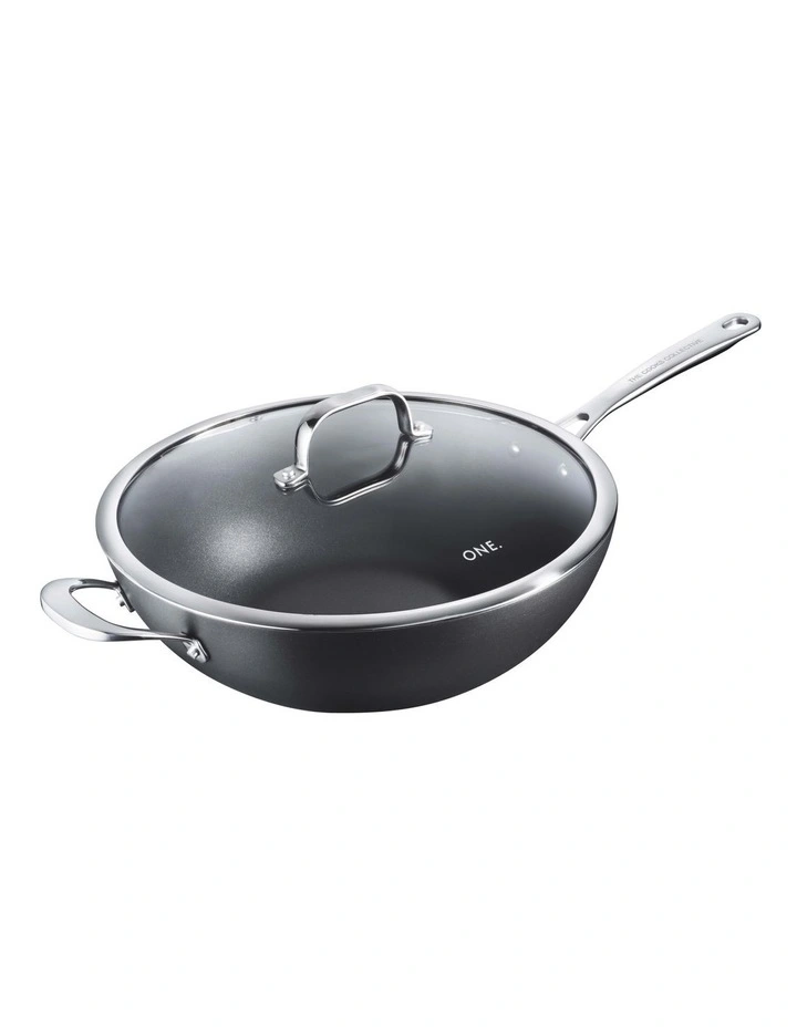 ONE Hard Anodised 32cm Wok With Lid