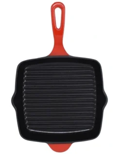 Cast Iron Grill Pan 26cm Red