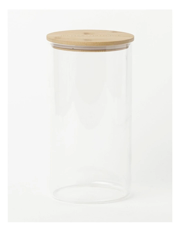 Round Bamboo And Glass Storage Canister With Lid 2150ml