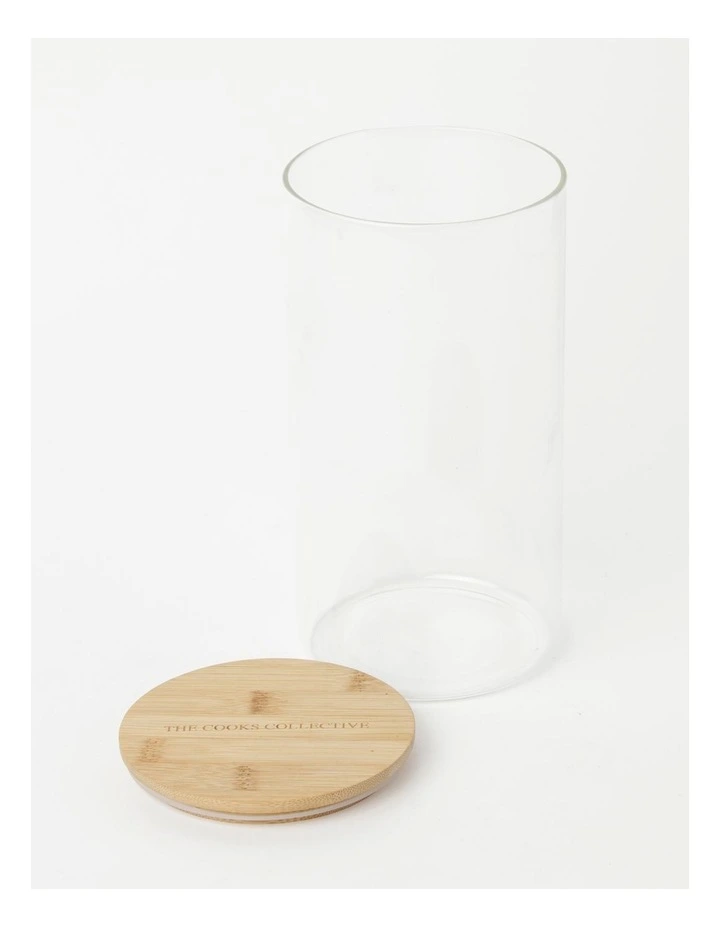 Round Bamboo And Glass Storage Canister With Lid 2150ml - Image 2