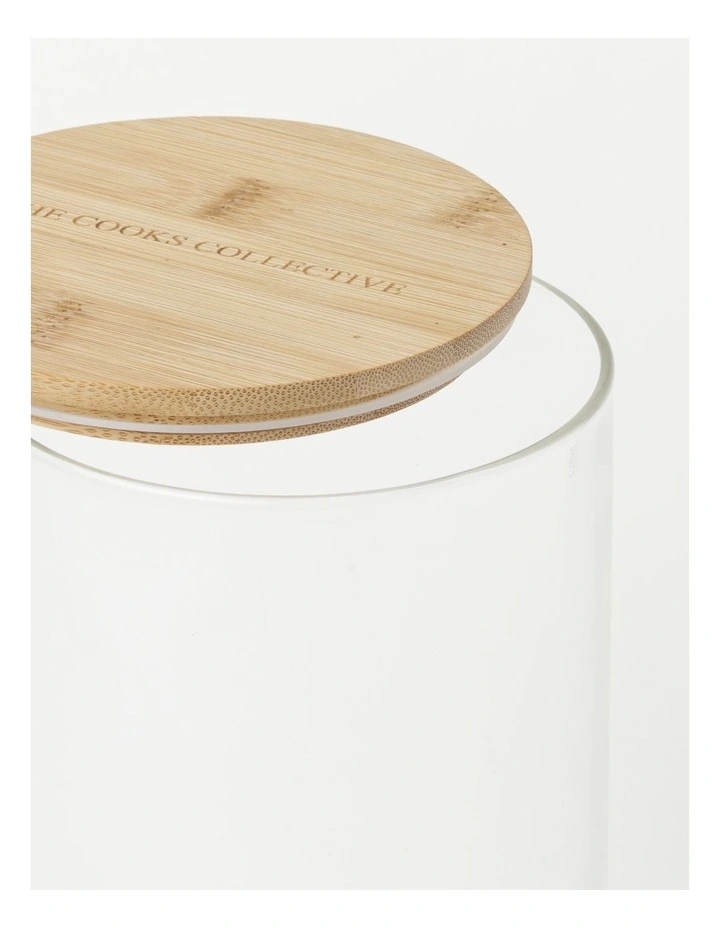 Round Bamboo And Glass Storage Canister With Lid 2150ml - Image 3
