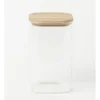 Square Bamboo And Glass Storage Canister With Lid 1600ml