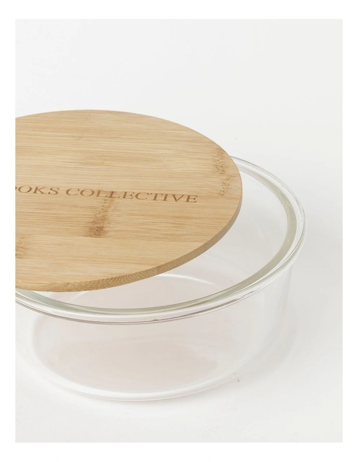 Round Bamboo And Glass Storage Canister With Lid 950ml - Image 3