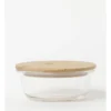 Round Bamboo And Glass Storage Canister With Lid 400ml