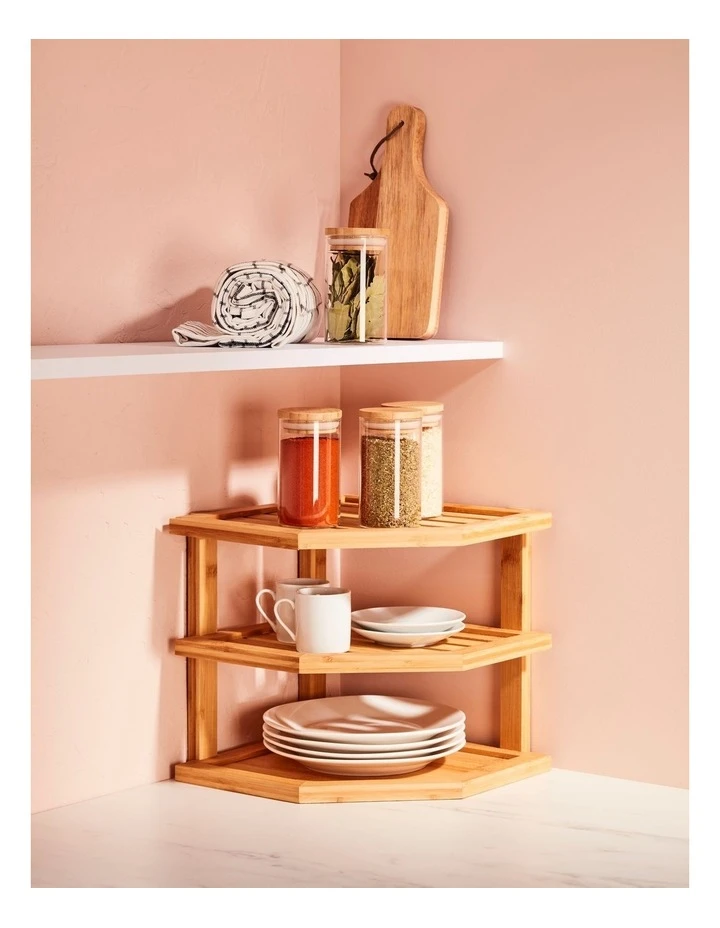 Bamboo 3 Tier Corner Shelf - Image 3