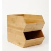 Stackable 30x20x12.7cm Bamboo Crate 2pc Set