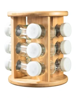 12 Piece Spice Jar Set With Carousel Stand In Natural
