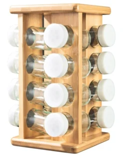 16 Spice Jar With Carousel Stand In Natural