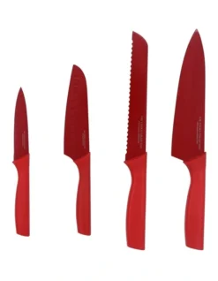 4 Piece Knife Pack In Red