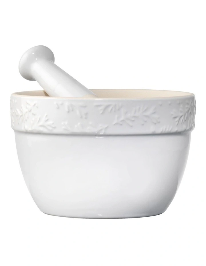 Olive Mortar & Pestle In White
