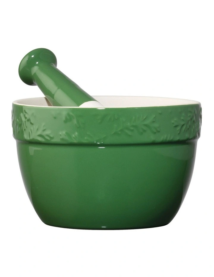 Olive Mortar & Pestle In Heritage Green