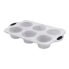 Marble Silicone 6 Cup Muffin Pan In White Marble