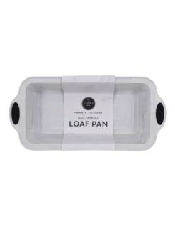 Marble Silicone Loaf Pan In White Marble