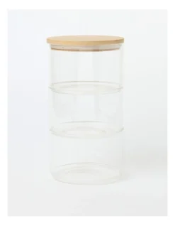 3 Teir Glass Jar With Bamboo Lid