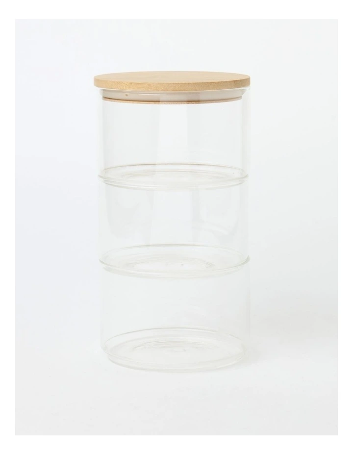 3 Teir Glass Jar With Bamboo Lid