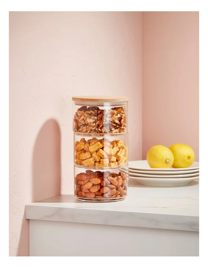 3 Teir Glass Jar With Bamboo Lid - Image 4