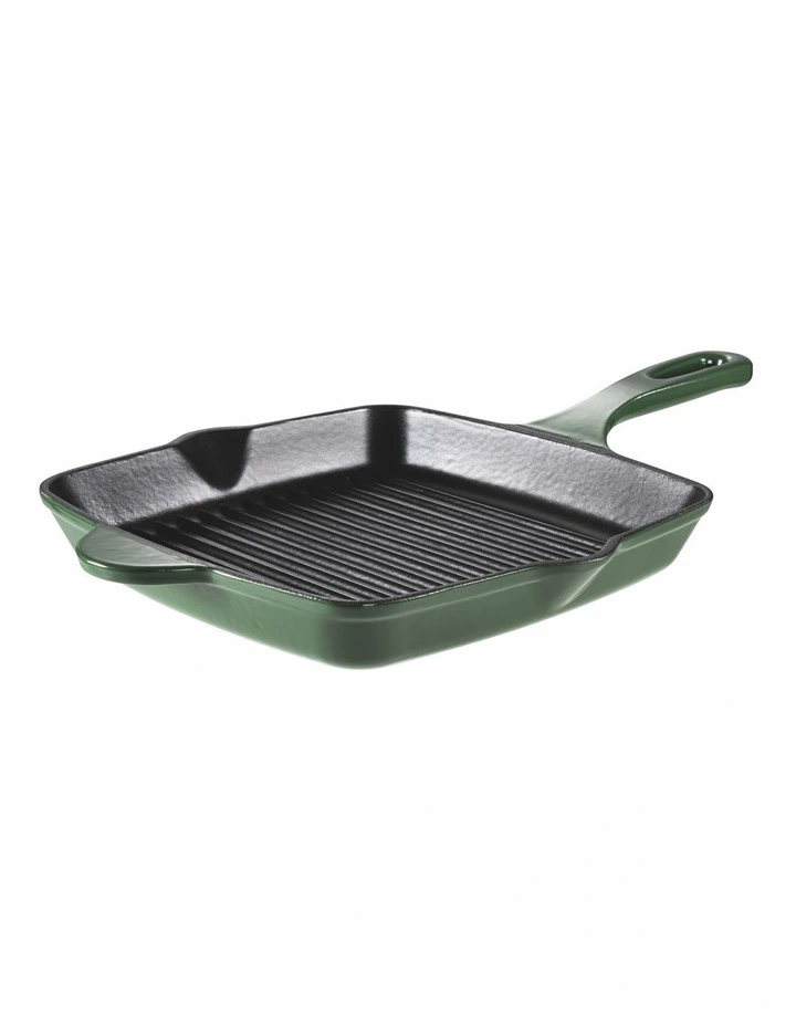 Olive Cast Iron Grill Pan 26cm In Heritage Green