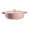 ID Pastel Cast Iron Low Casserole With Lid 28cm/4.0lt In Pink