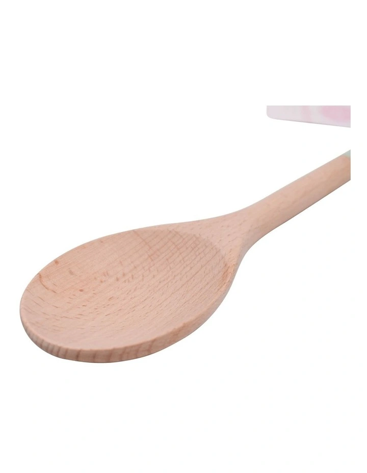 Cooking Spoon 30cm In Green/Natural - Image 2