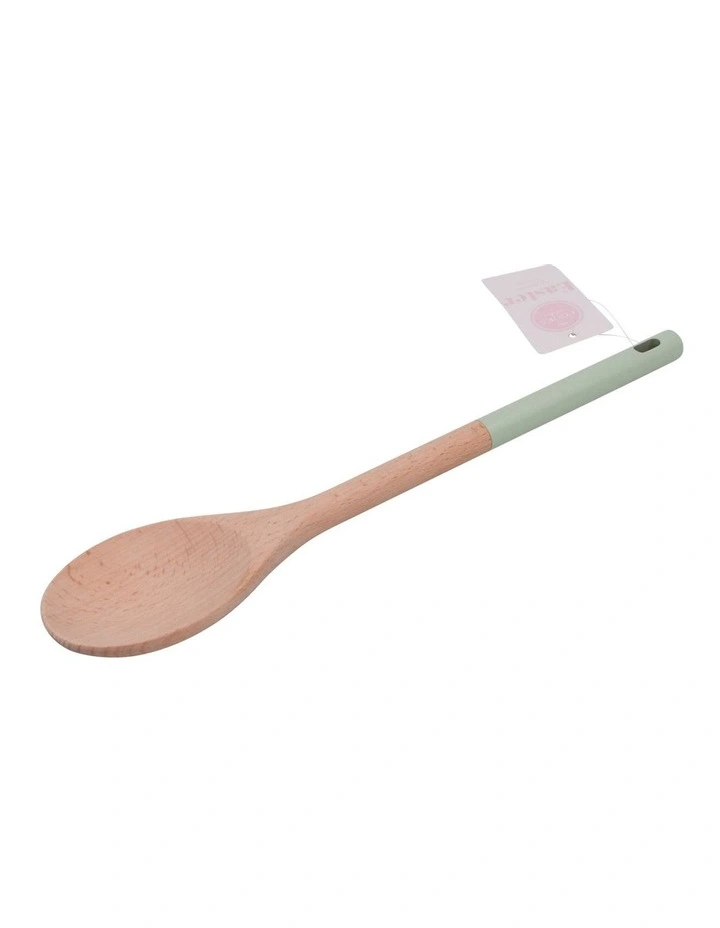 Cooking Spoon 30cm In Green/Natural - Image 3