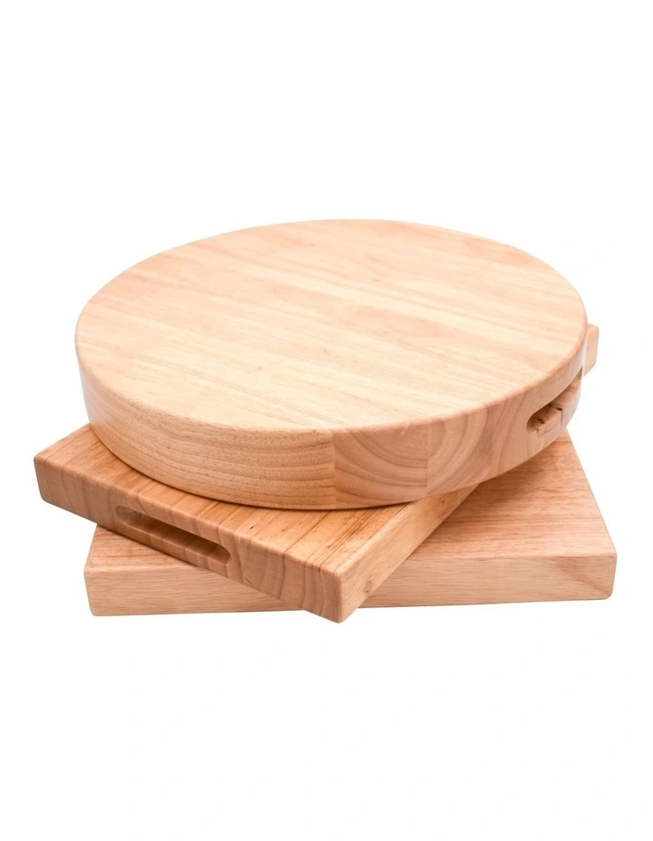 Round Chopping Board Rubberwood 38x38x6cm In Natural - Image 5