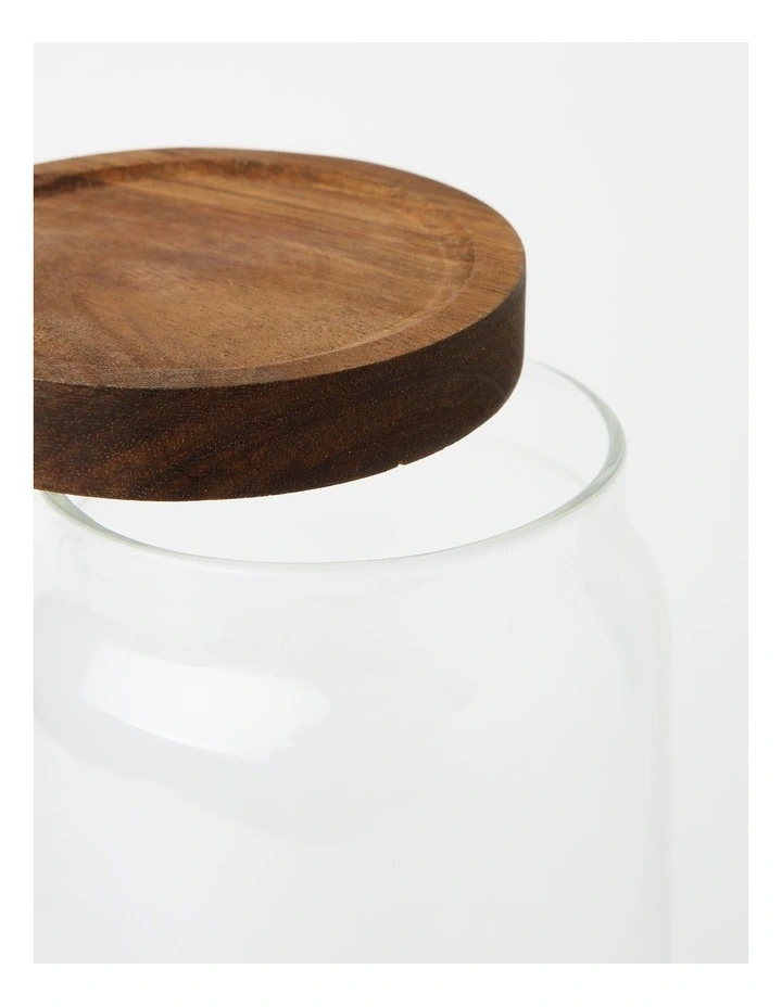 Glass Storage Jar With Acacia Lid 1550ml In Bamboo - Image 3
