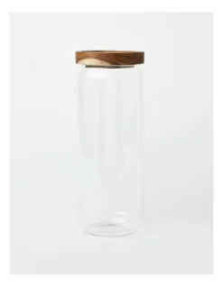 Glass Storage Jar With Acacia Lid 1250ml In Clear