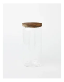 Glass Storage Jar With Acacia Lid 1000ml In Clear
